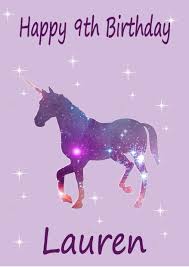 Personalised Purple Unicorn Birthday Card