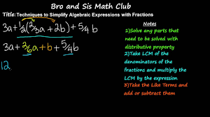 Simplifying Algebraic Expressions With Fractions 7th Grade Math
