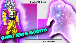 The grand minister greeted goku who visits zeno's palace after using the button zeno gave him, grand minister takes goku to zeno and future zeno to ask about the universal tournament which zeno had forgotten. Omni King Gogito Vs True Form Zeno Power Levels Youtube