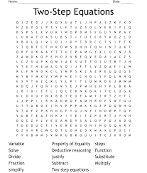 Two Step Equations Word Search Wordmint