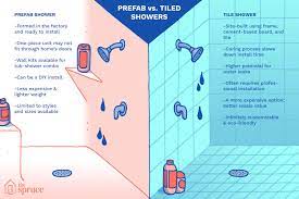 prefabricated stall vs tiled shower
