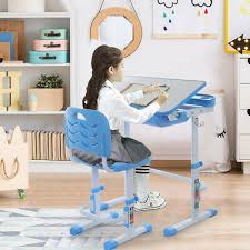 Desk and chair set is a piece of original design furniture realized in the 1970s by willy rizzo for elam. Vkjany Children Desk Adjustable Kids Study Table And Chair Set Ergonomic Design School Student Writing Desk Tilt Desktop Desk And Chair Set With Drawers Storage Led For Boys Girls Room Home