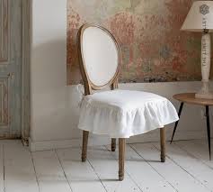 Linen Chair Slip Cover With Ruffle