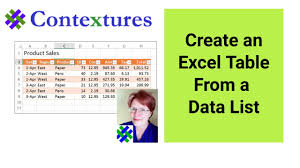 create an excel table from a data list