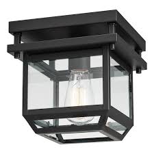 Globe Electric Sorrell 1 Light Bronze Outdoor Flush Mount Ceiling Light With Clear Glass Shade 44779