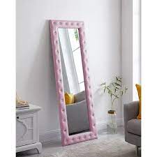 Full Length Mirror Faux Leather Pink