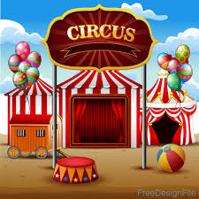 Circus Background Cartoon Styles Vector