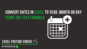 How To Convert Dates In Excel Into Year Month Or Day Using The Text Formula