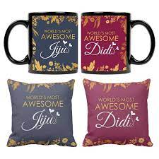 Funky Store Anniversary Gifts for Sister Didi Jiju, Worlds Most Awesome Didi  Jiju Theam Printed Ceramic Mugs with Cushion Covers (Combo of 4) : Buy  Online at Best Price in KSA -