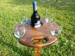 outdoor wine table with glass holders