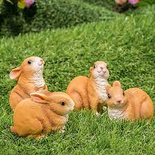 Set Of 4 Bunny Rabbits Garden Animal