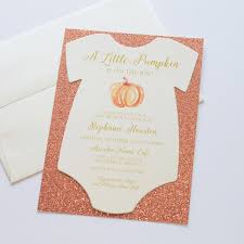 Little Pumpkin Onesie Baby Shower Invitation Ivory And