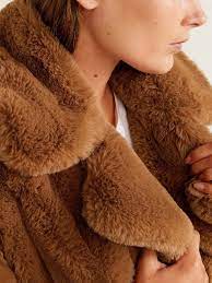 Buy Mango Women Brown Longline Faux Fur