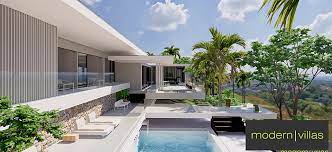 Modern villa interior and exterior design present a simple, edgy, and dense structural impression with its emphasized concrete walling feature. Modern Villas Designs Builds And Sells Around The World