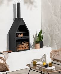outdoor iron fireplace with grill