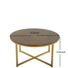 Brown Small Round Glass Coffee Table
