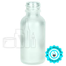 1oz Frosted Glass Boston Round Bottle