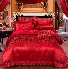 Luxury Red Wedding Bedding Set Queen