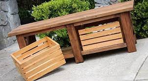 Rustic X Wood Bench Table With Crates