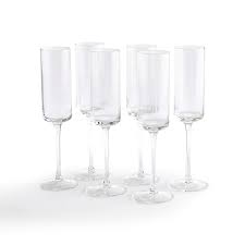 Set Of 6 Stria Ribbed Glass Champagne