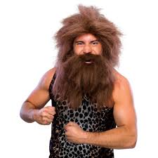 caveman wig and beard set brown