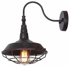 Rustic Industrial Wire Cage Gooseneck Wall Sconce With Oil Rubbed Color Industrial Wall Sconces By Highlight Usa Llc