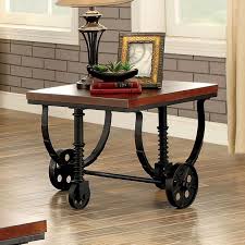 Kendra Industrial Wood End Table With