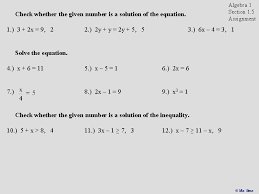 Mr Sims Algebra 1 Section 1 5 Equations