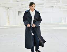 Buy Women Wool Winter Coat Elegant Navy
