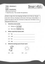 Reading comprehension just the right size: Grade 1 English Worksheet Comprehension Smartkids