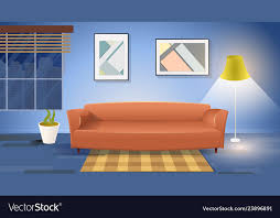 modern living room interior cartoon