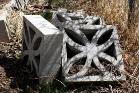 decorative cinder blocks piled in the