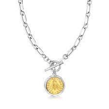 italian replica bee lira coin necklace