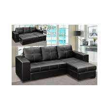 avalon corner sofa bed in black faux