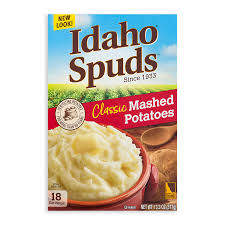 The mashed potatoes' impossibly creamy texture is a credit to the right guy for the job: Classic Mashed Potatoes 13 3oz Idaho Spuds