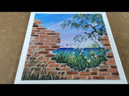 Broken Brick Wall And Seascape Acrylic
