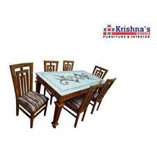 6 Seater Glass Top Dining Set For Home