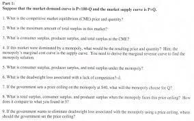 Part 1 Suppose That The Market Demand Curve Is P