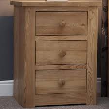 burniston oak 3 drawer narrow bedside
