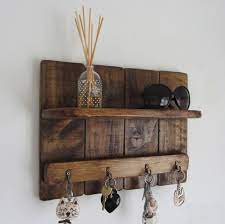 40 organizing hats on the wall rack; Rustic Reclaimed Wood 4 Hook Key Holder With Shelf Etsy Rustic Reclaimed Wood Rustic Wall Hangings Wooden Key Holder