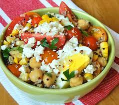 tri color quinoa and tomato corn salad
