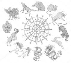 Art Chart With Zodiac Animals Stock Photo Samiramay