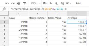 average function in google sheets