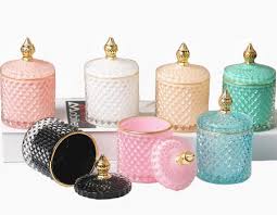 luxury glass candle jars with lid in
