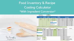food inventory template recipe cost