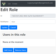 edit role in asp net core