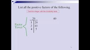 Finding Factors Tower T Chart Method