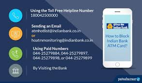 how to block indian bank atm card by