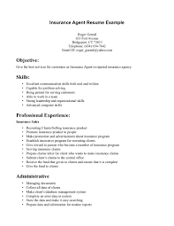 Insurance Agent Resume Examples Objective Skills And