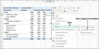 excel pivot tables sorting data